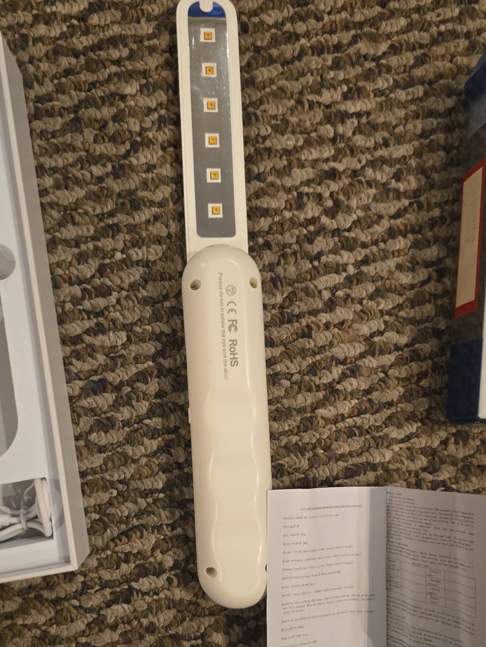 Portable White LED Rechargeable UV Light Sterilization Wand